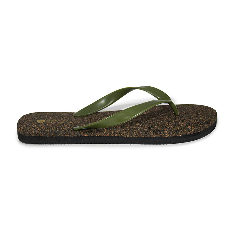 Exis Thong-Strap Cork Green Flip-Flops For Men