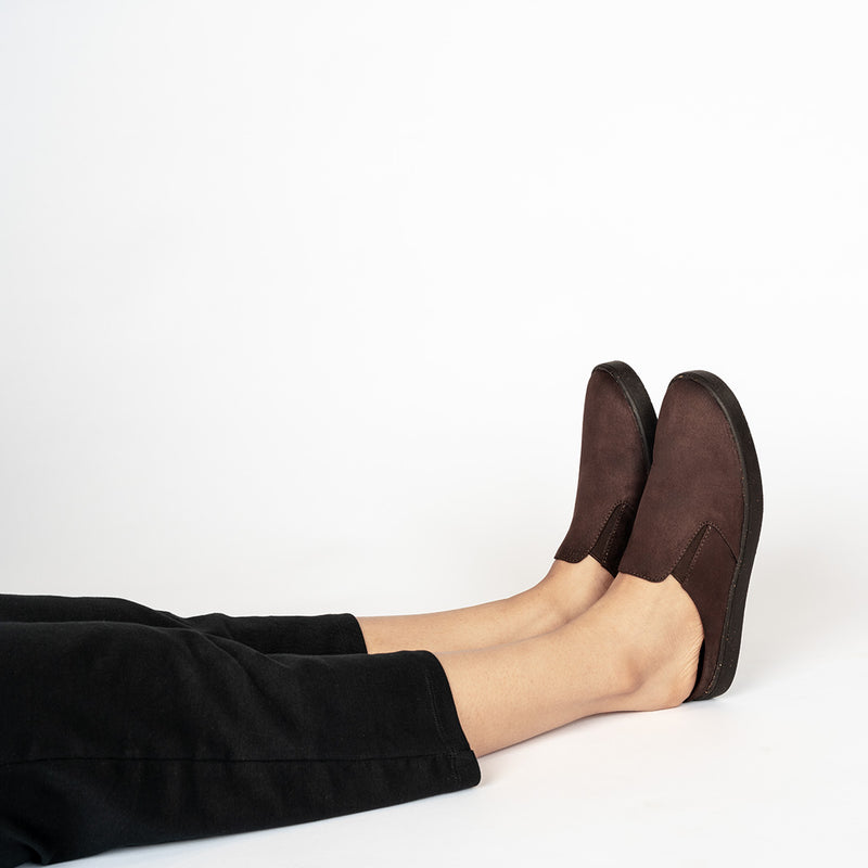 Nest Mules Vegan Suede Brown Women Slip-ons