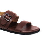 Leo Crossover Vegan Leather Brown Men Sandals