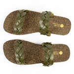 Lumi Dual-Strap Cork Green Women Slides