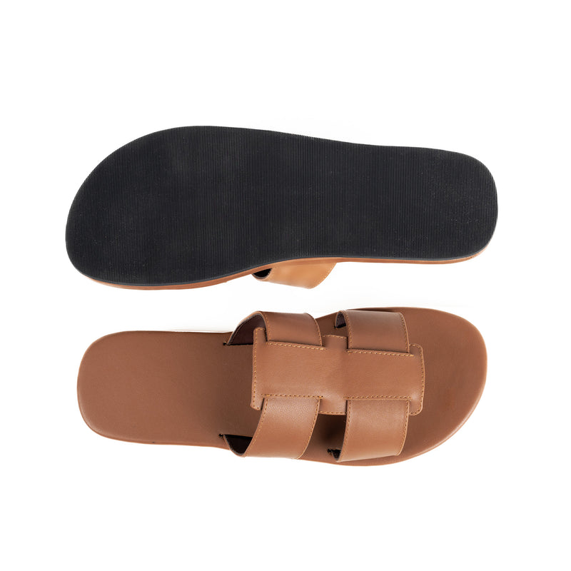 Dune Cloak Vegan Leather Brown Men Slides