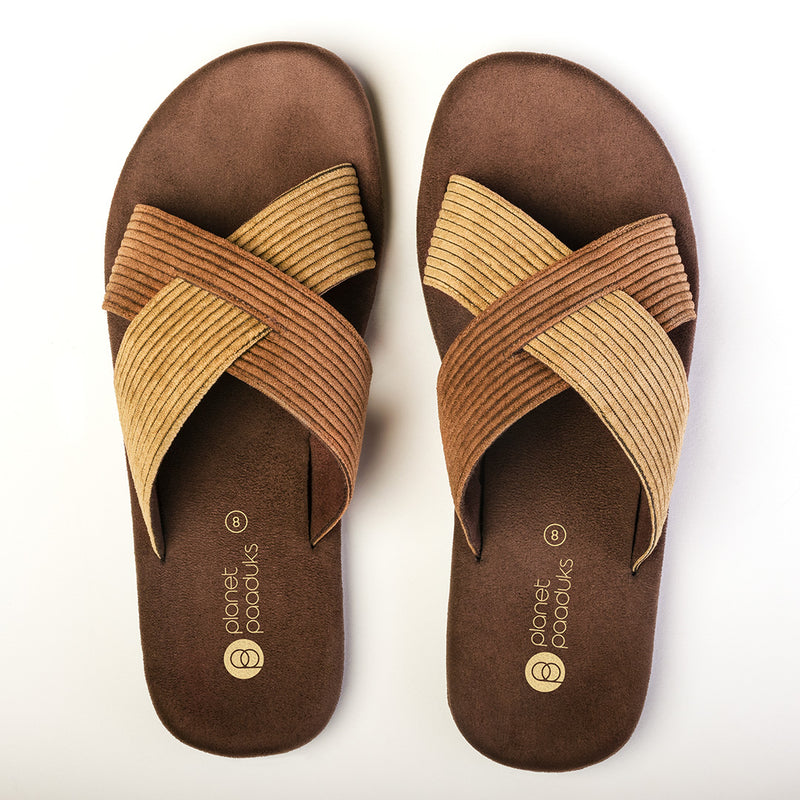 Ben Luxe - Crossover Corduroy Brown Men Slides