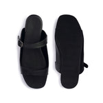 Eve Dual-Strap Vegan Leather Black Slides Women