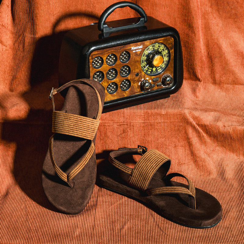 Hiver Luxe - Thong-Strap Corduroy Brown Men Sandals