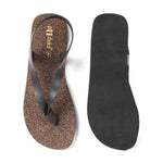 Omi Thong-Strap Cork Black Sandals Women