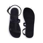 Saba T-Strap Vegan Leather Black Sandals Women