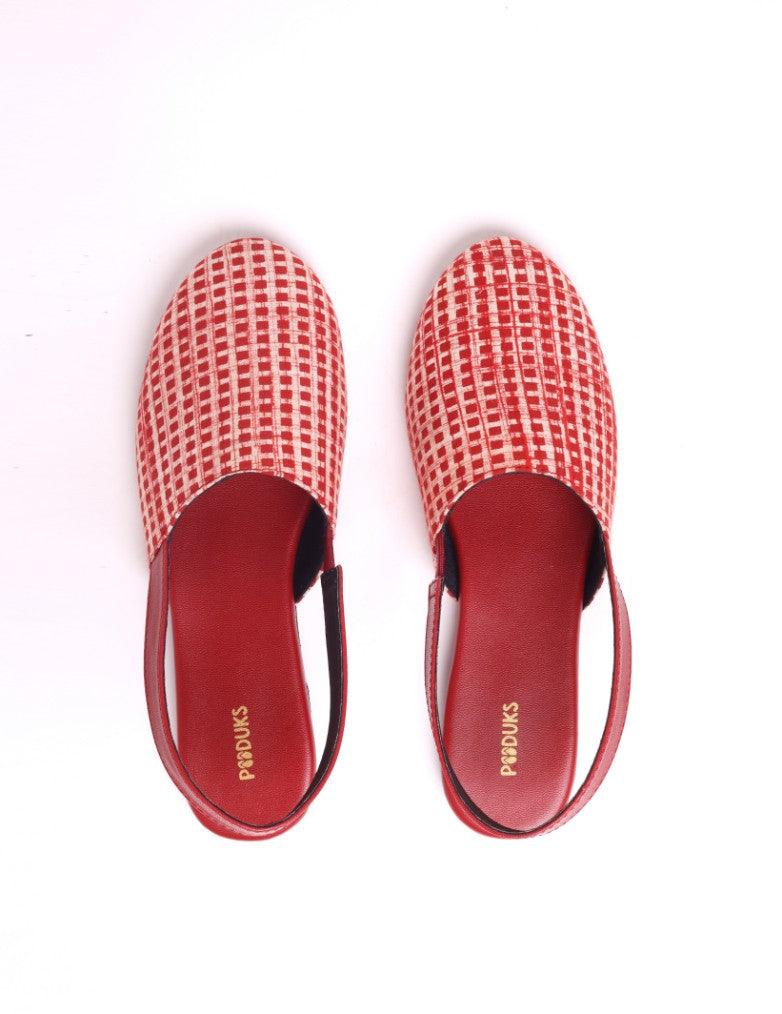 Kaito Red Strip Printed Comfortable Sandals for Women - Paaduks