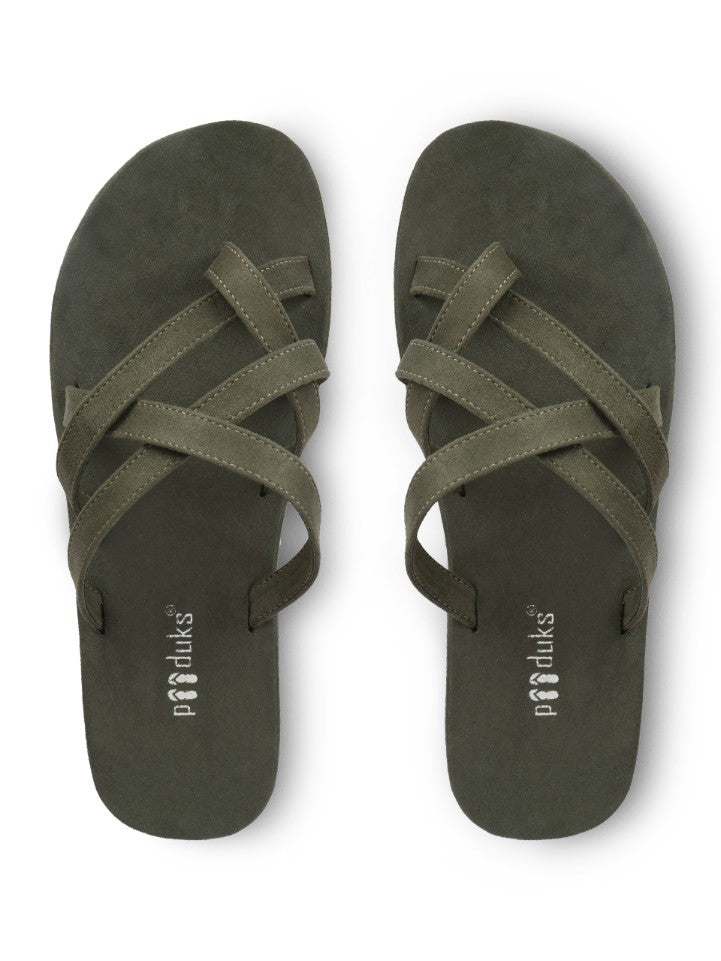 Radial Crossover Vegan Suede Slides Men