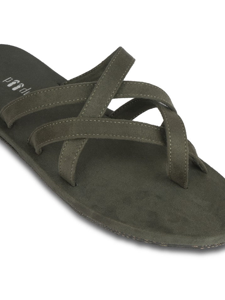 Radial Crossover Vegan Suede Slides Men