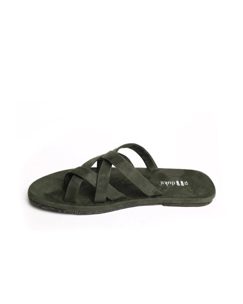 Radial Crossover Vegan Suede Slides Men